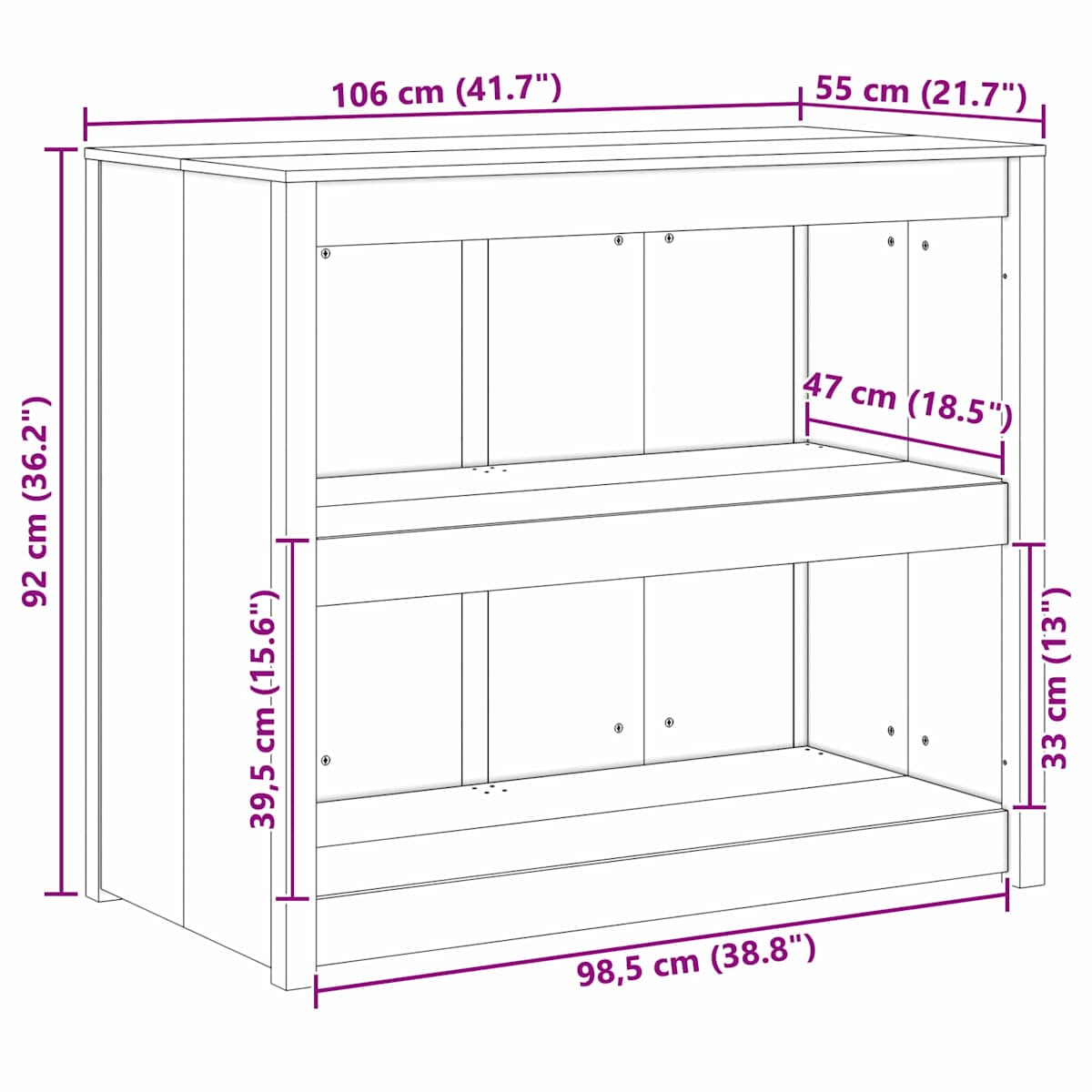 Køkkenskab MEPPEL 106 x 55 x 92 cm Massiv fyrretræ - Billede 10