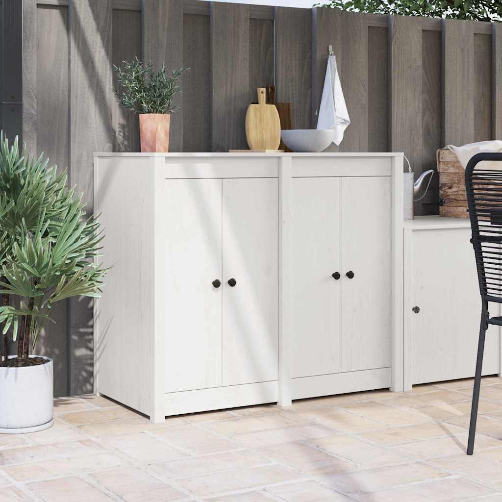Portes de cuisine extérieures 2 pcs blanches 50x9x82 cm en bois massif de pin