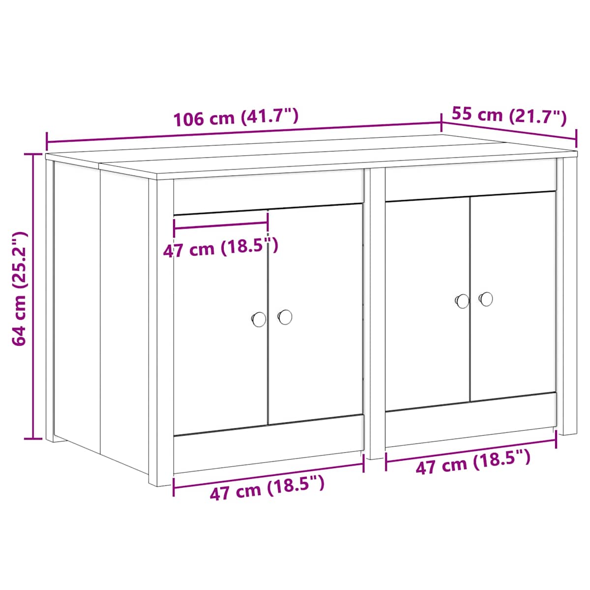Køkkenskab MEPPEL 106 x 55 x 64 cm Massivt fyrretræ - Billede 11