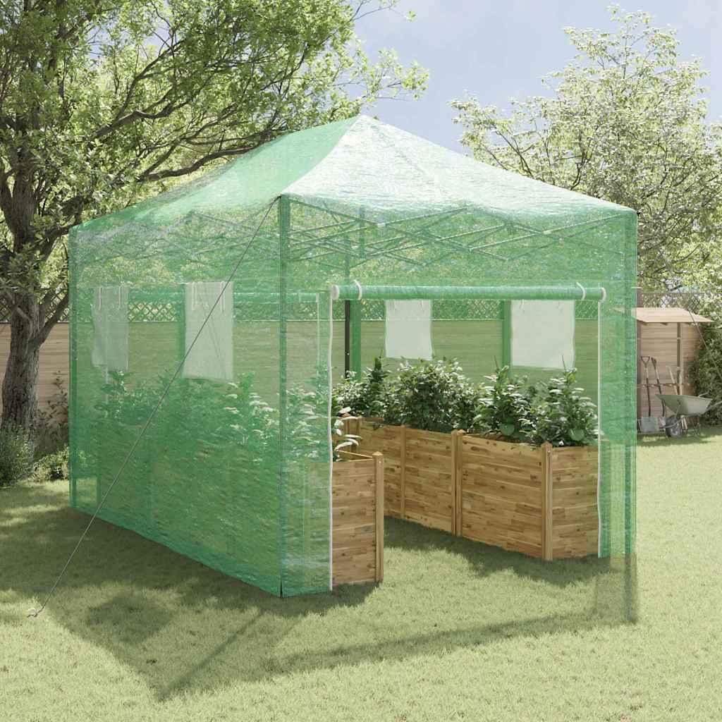 vidaXL Kas met dak Groen 280 x 410 x 315 cm Staal