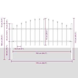 Zahradní plot WOERDEN 170 x 115 cm Práškově lakovaná ocel Šedá - obrázek 7