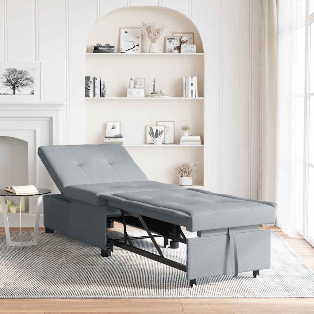3-in-1 Sofa-Bett – Ausziehbares Design aus hellem grau Stoff