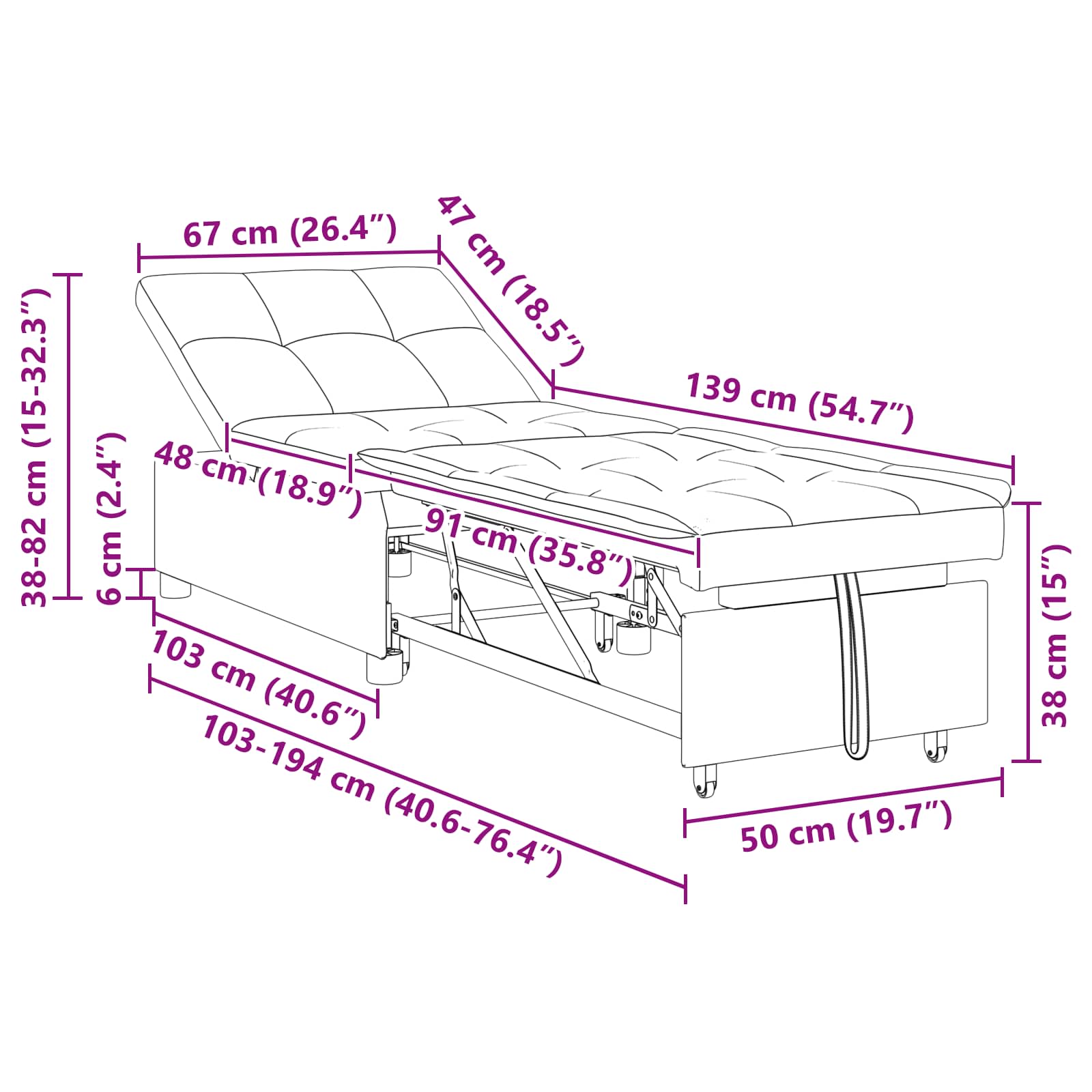 Diivanvoodi Helehall 194 x 67 x 37 cm kangas 10 Kõik vajalik sinu aeda ja koju! Diivanvoodi Helehall 194 x 67 x 37 cm kangas - Image 10