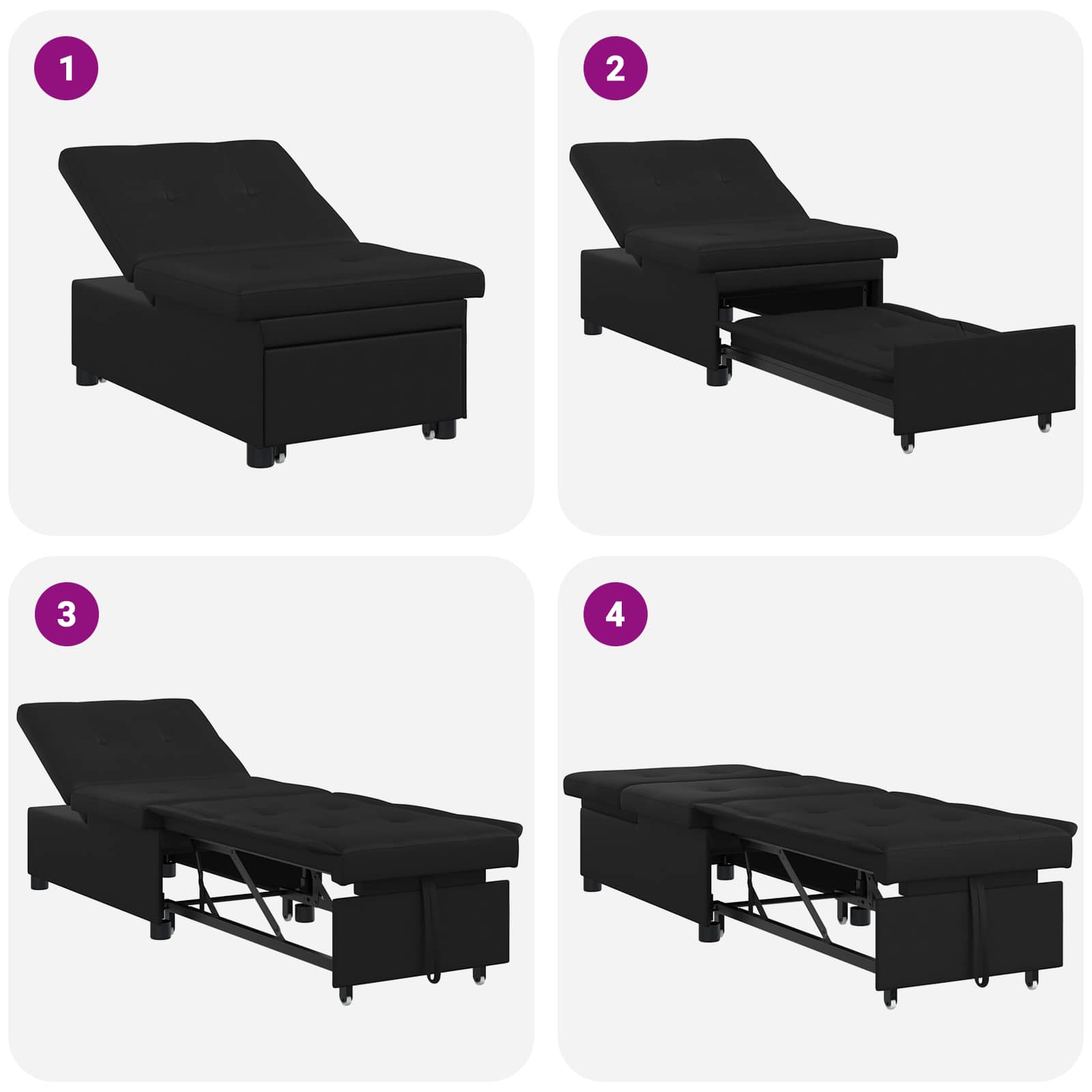 Diivanvoodi padjaga Must 67 x 194 x 82 cm Vineer - Image 10