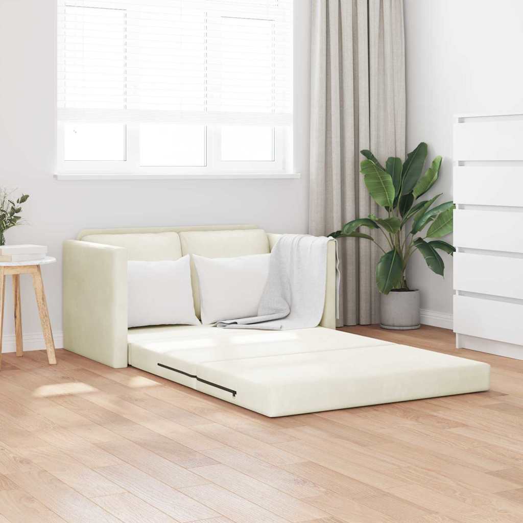 Loveseat 2-Sitzer Creme Stoff, Holz 2-Sitzer Platz für mehrere