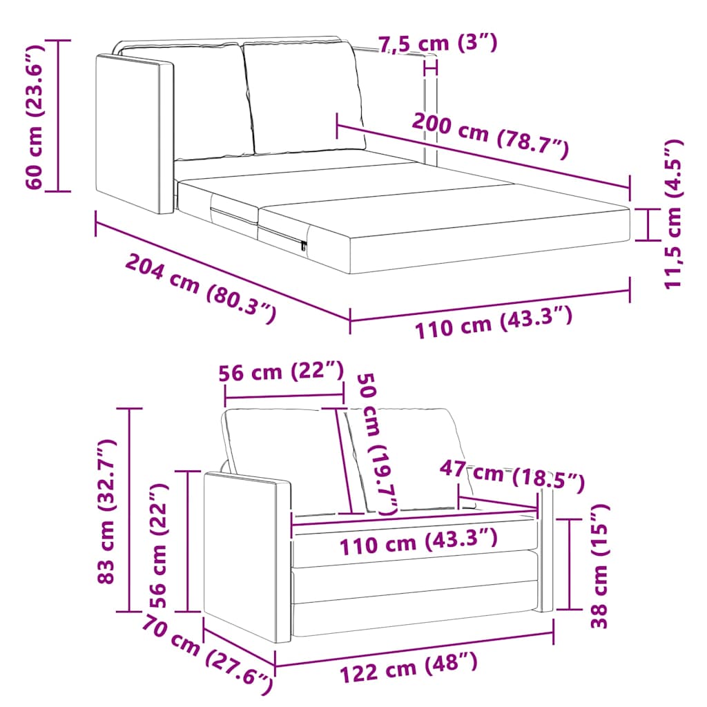 Sofa postelja 122cm krema Žamet - slika 11
