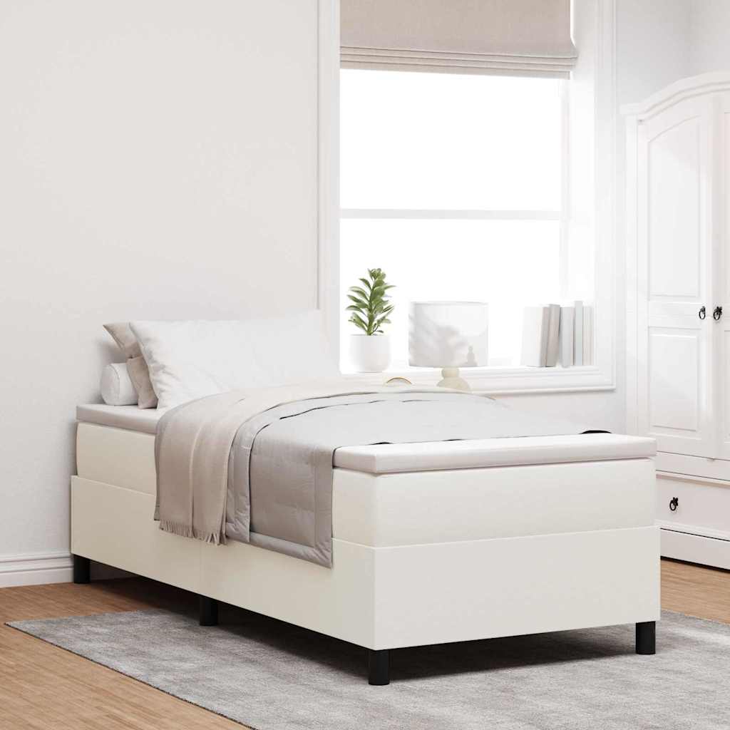 Box Spring Voodi Kreemjas 90x200 cm Korduroo Kanga