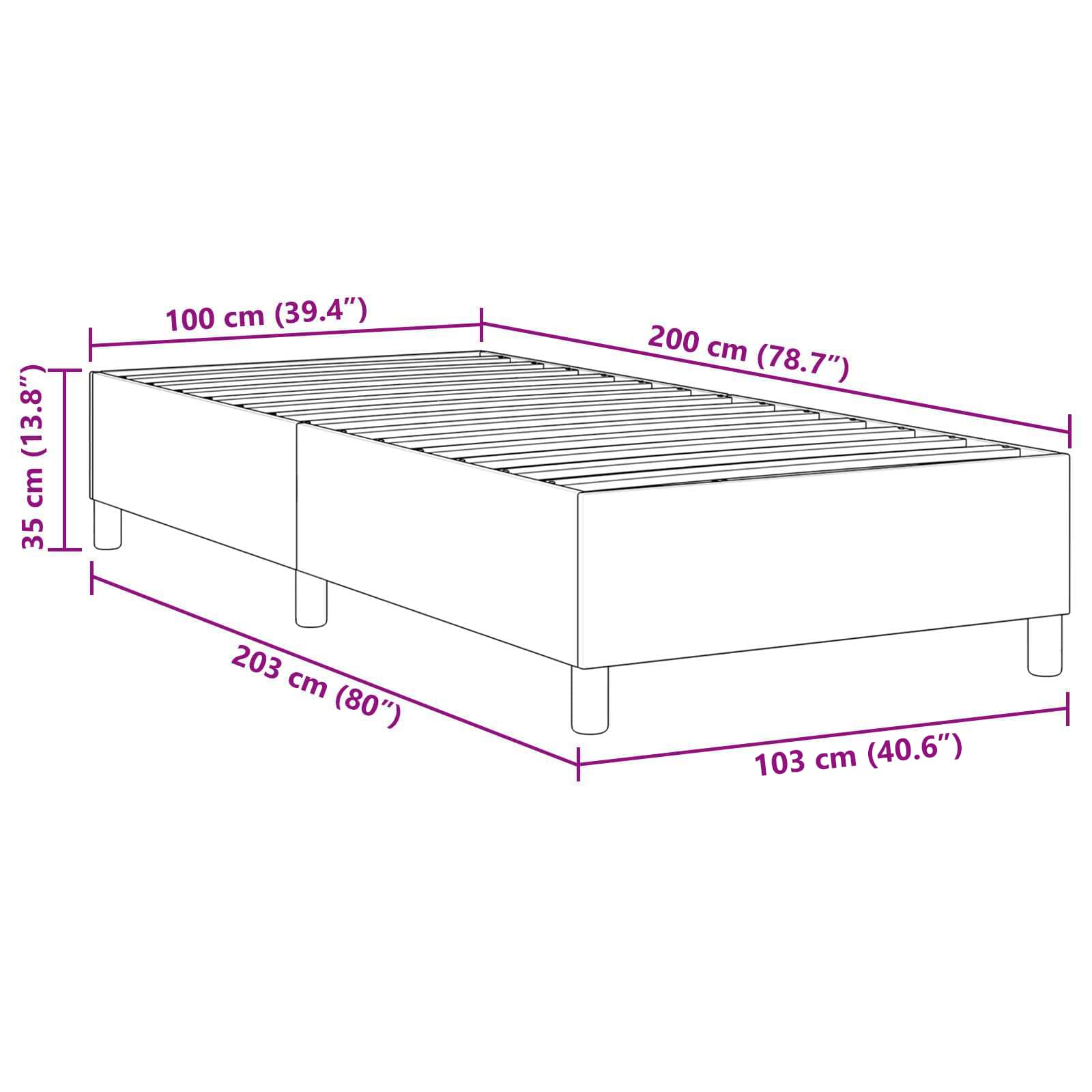 Plattform sengestel Grågrønn 100 x 200 cm stoff - Bilde 8