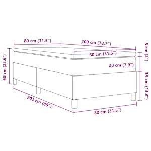 Postel s boxspringem Krémová a bílá 80 x 200 cm Žebrovaná látka - obrázek 13