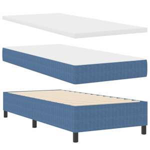 Postel s boxspringem Modrá a bílá 80 x 200 cm Žebrovaná látka - obrázek 5