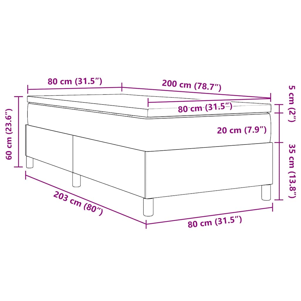 Postel s boxspringem Světle šedá a bílá 80 x 200 cm - obrázek 13