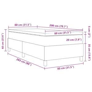 Postel s boxspringem Světle šedá a bílá 80 x 200 cm - obrázek 13