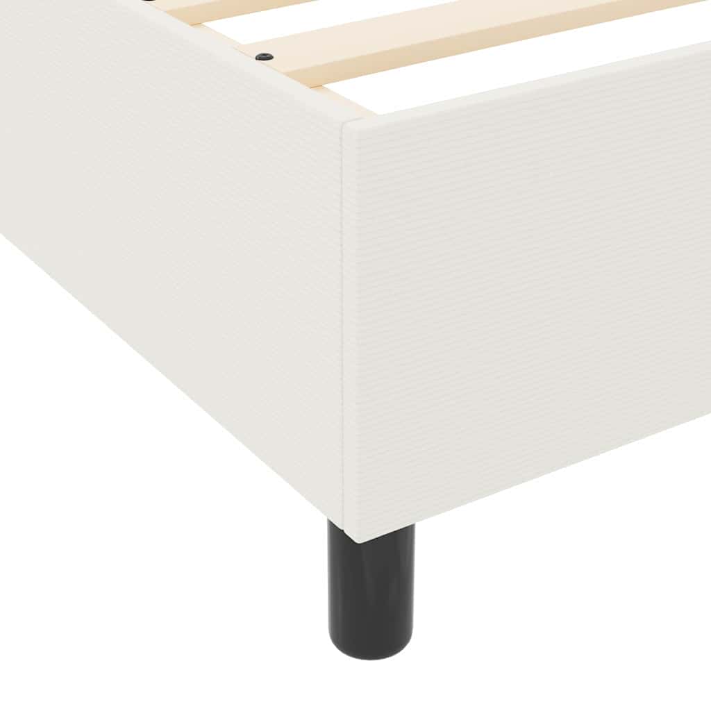 Postel s boxspringem Krémová a bílá 90 x 190 cm Žebrovaná látka - obrázek 9