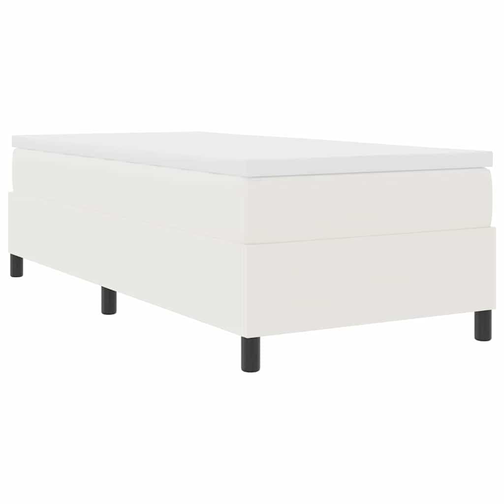 Postel s boxspringem Krémová a bílá 90 x 190 cm Žebrovaná látka - obrázek 2