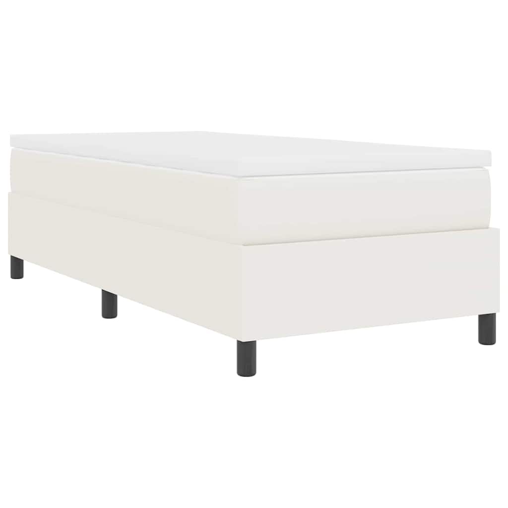 Postel s boxspringem Krémová a bílá 90 x 190 cm Žebrovaná látka - obrázek 8