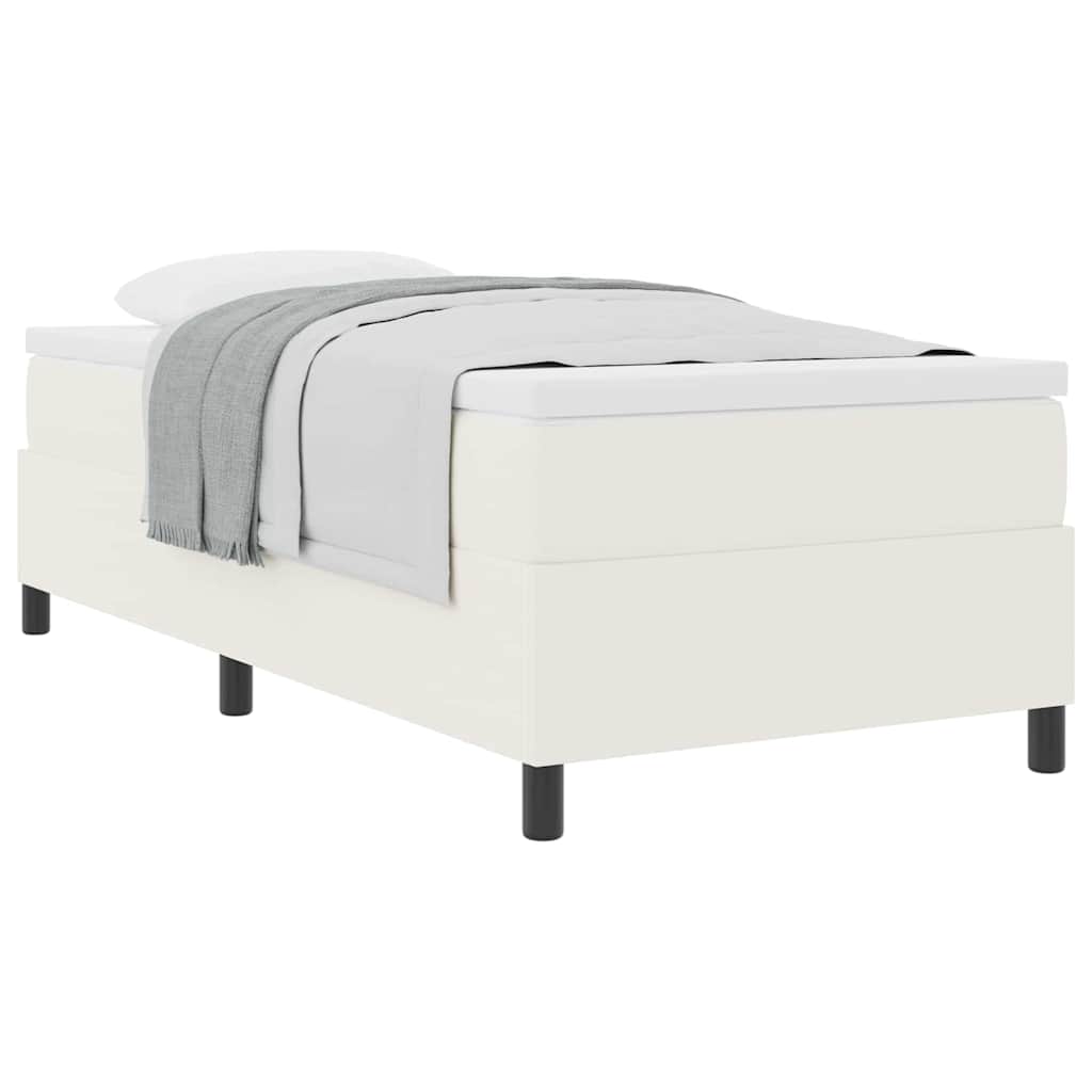 Postel s boxspringem Krémová a bílá 90 x 190 cm Žebrovaná látka - obrázek 3