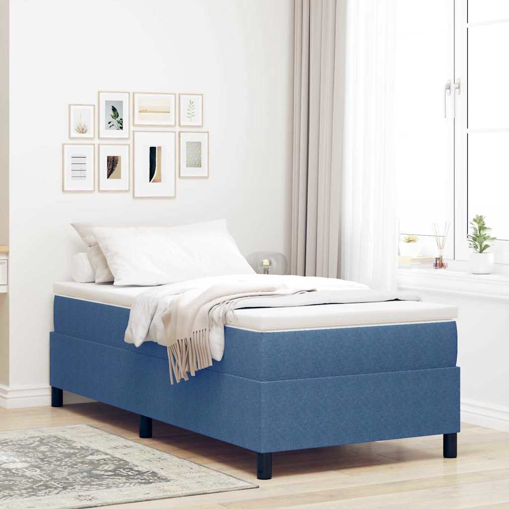 kastipesa voodi madratsiga Sinine Corduroy kangas 90 x 190 cm