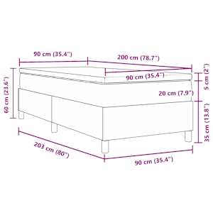 Postel s boxspringem Tmavě šedá a bílá 90 x 200 cm - obrázek 13