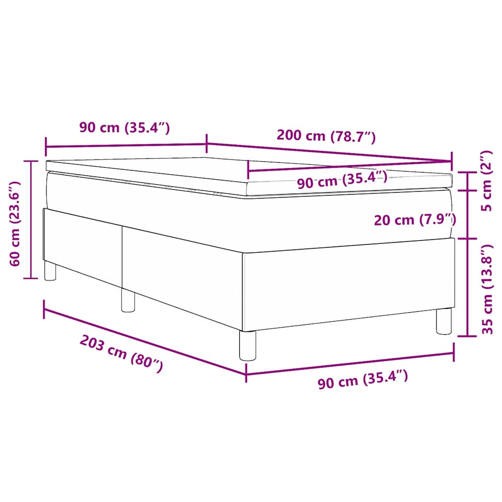 Postel s boxspringem Krémová a bílá 90 x 200 cm Žebrovaná látka - obrázek 13