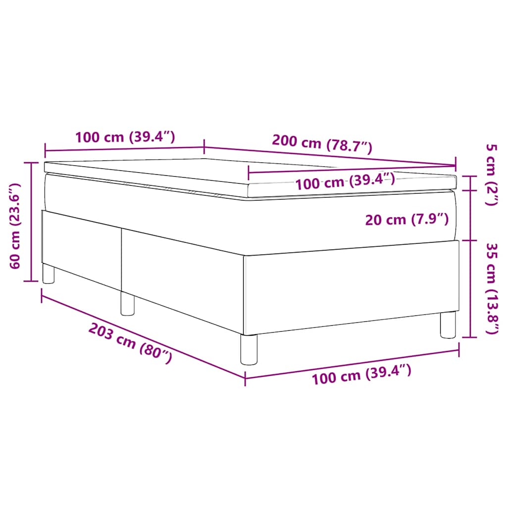 Postel s boxspringem Modrá a bílá 100 x 200 cm Žebrovaná látka - obrázek 13
