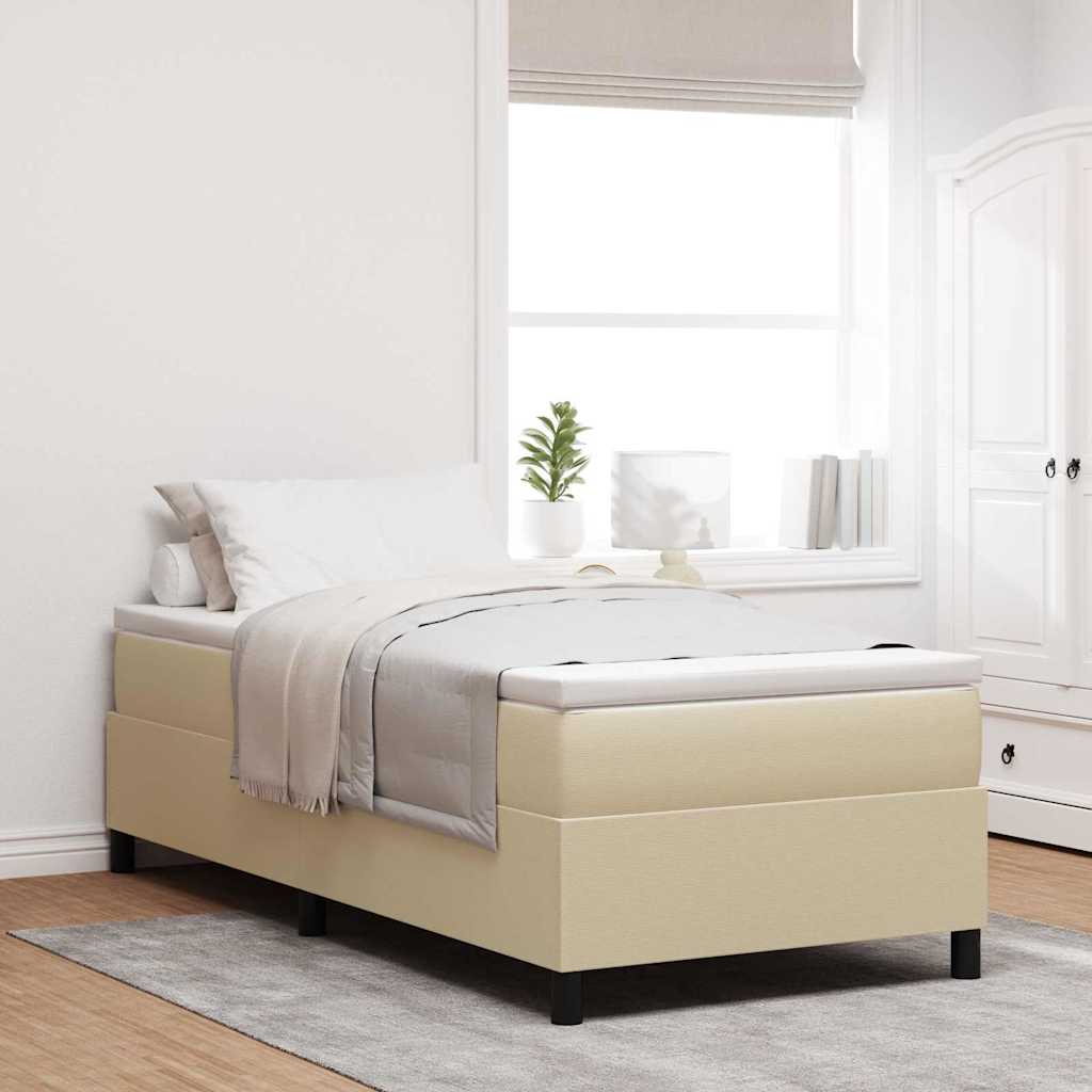 Box Spring voodi madratsiga Beež, Valge Harjaline kangas