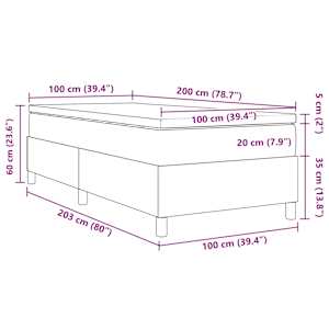 Postel s boxspringem Světle šedá a bílá 100 x 200 cm - obrázek 13