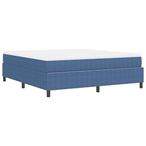 Postel s boxspringem Modrá a bílá 180 x 200 cm Žebrovaná látka - obrázek 8