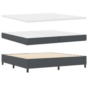 Postel s boxspringem Tmavě šedá a bílá 200 x 200 cm - obrázek 5