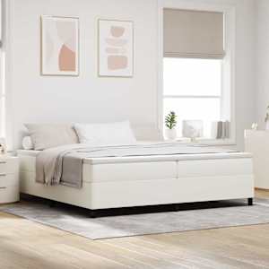 Postel s boxspringem Krémová a bílá 200 x 200 cm - obrázek 1