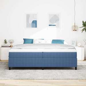 Postel s boxspringem Modrá a bílá 200 x 200 cm Žebrovaná látka - obrázek 4