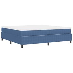 Postel s boxspringem Modrá a bílá 200 x 200 cm Žebrovaná látka - obrázek 8