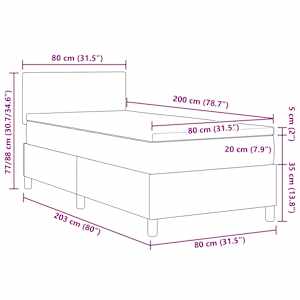 Postel s boxspringem s čelo Světle šedá a bílá 80 x 200 cm - obrázek 12