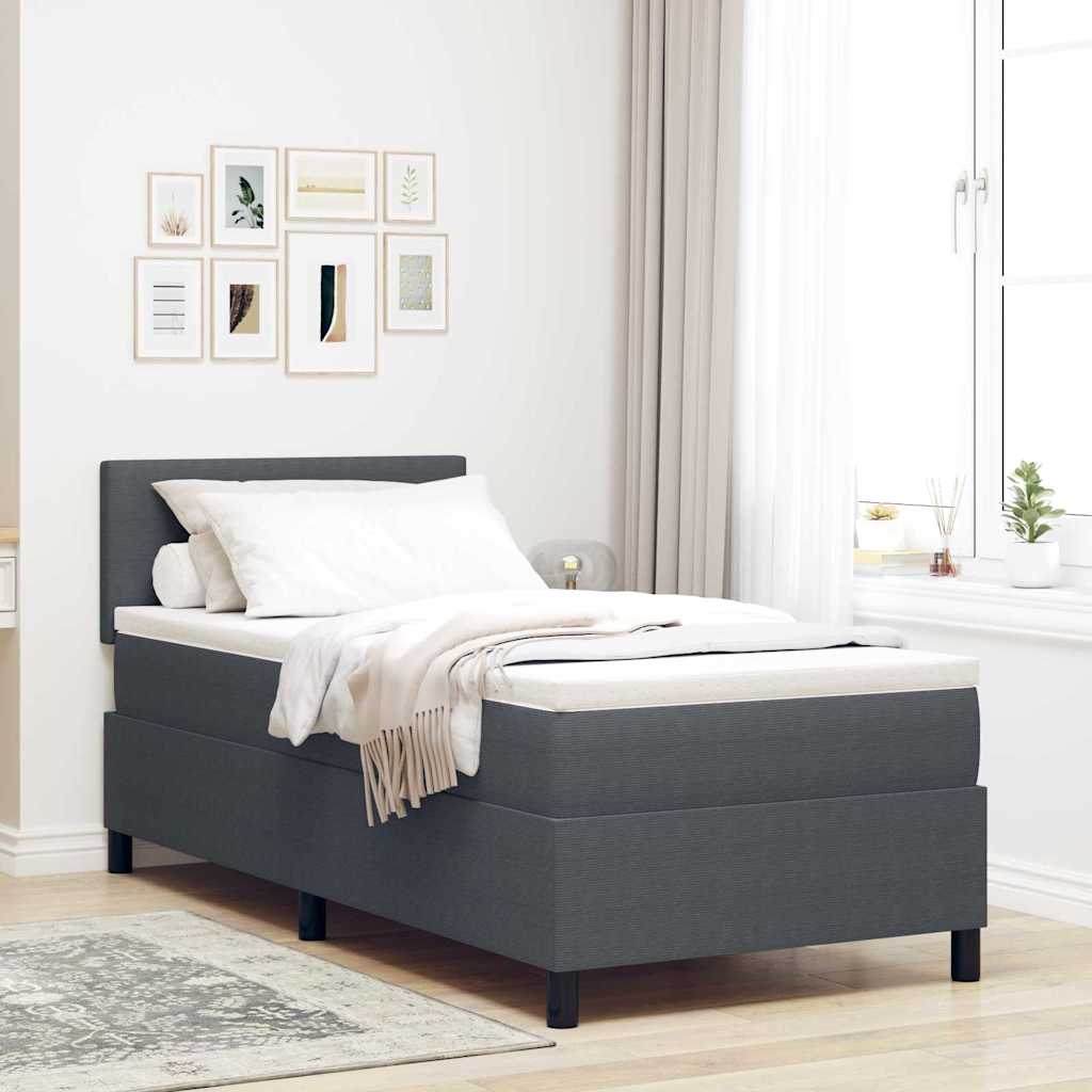 Box Spring voodi koos madratsiga tumehall 80x200 cm sametkangas