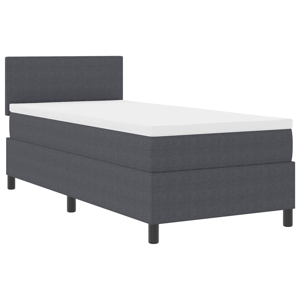  vidaXL Boxrugós ágy Kézi Sötétszürke és Fehér 203 x 80 x 88 cm akciós termékkép 1