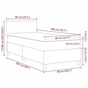 Postel s boxspringem s čelo Tmavě šedá a bílá 90 x 200 cm - obrázek 12