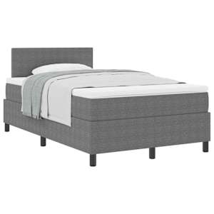 Postel s boxspringem s čelo Světle šedá a bílá 120 x 190 cm - obrázek 3