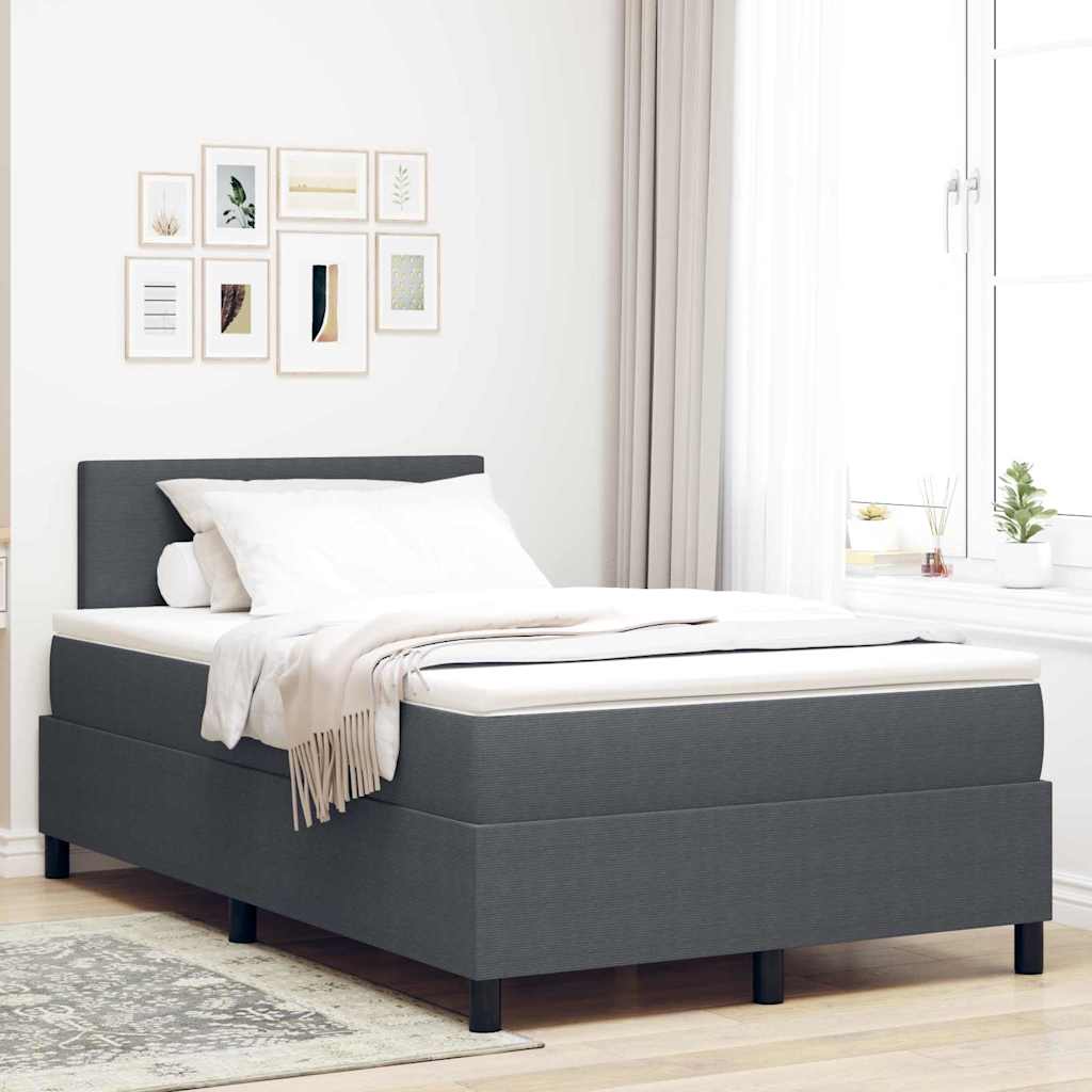 Box Spring voodi koos madratsiga tumeg hall 120x200 cm vaskoosa kangas