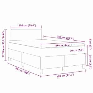 Postel s boxspringem s čelo Tmavě šedá a bílá 120 x 200 cm - obrázek 12