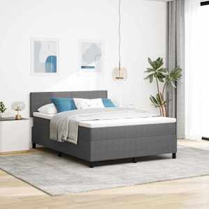 Postel s boxspringem s čelo Světle šedá a bílá 140 x 190 cm - obrázek 1