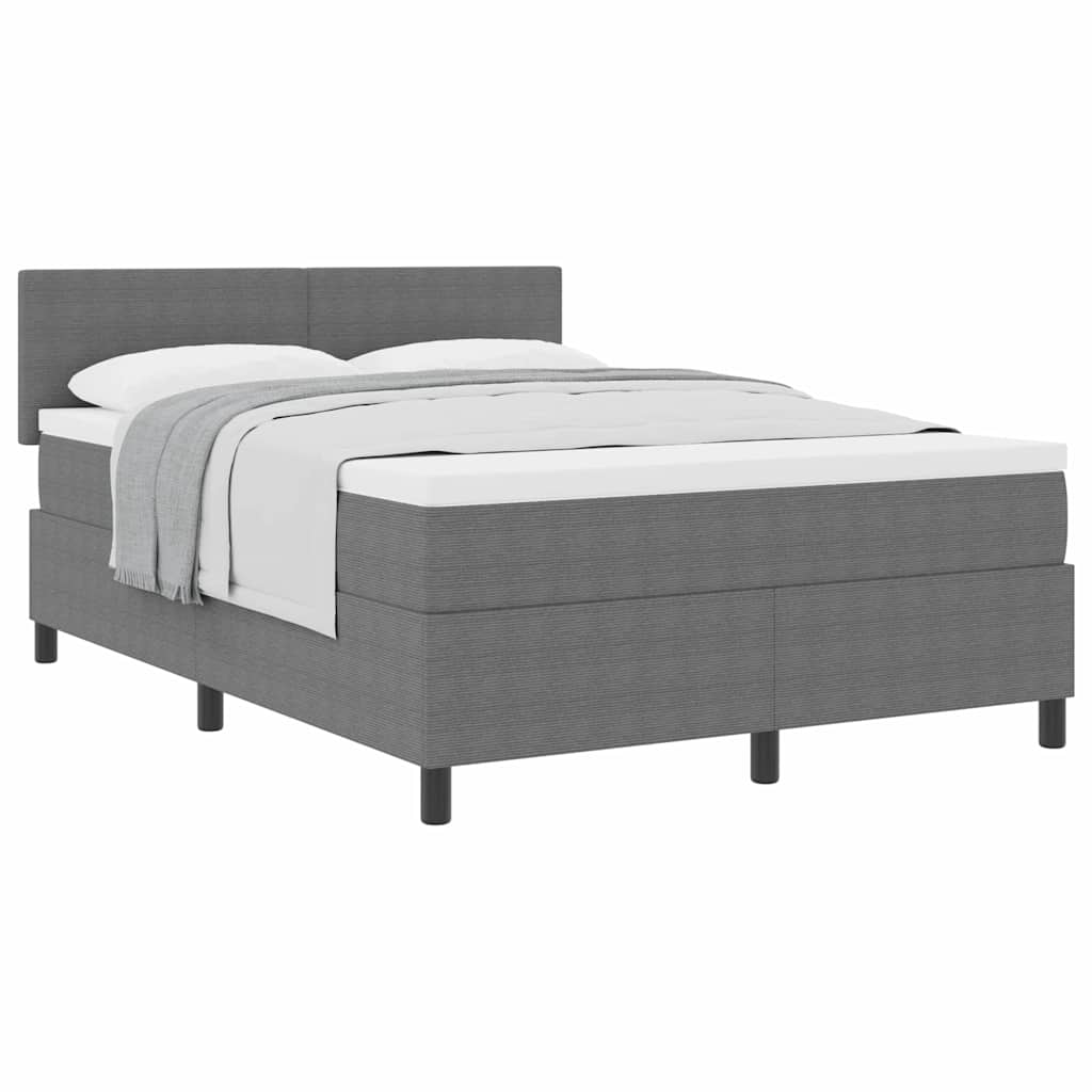 Postel s boxspringem s čelo Světle šedá a bílá 140 x 190 cm - obrázek 3