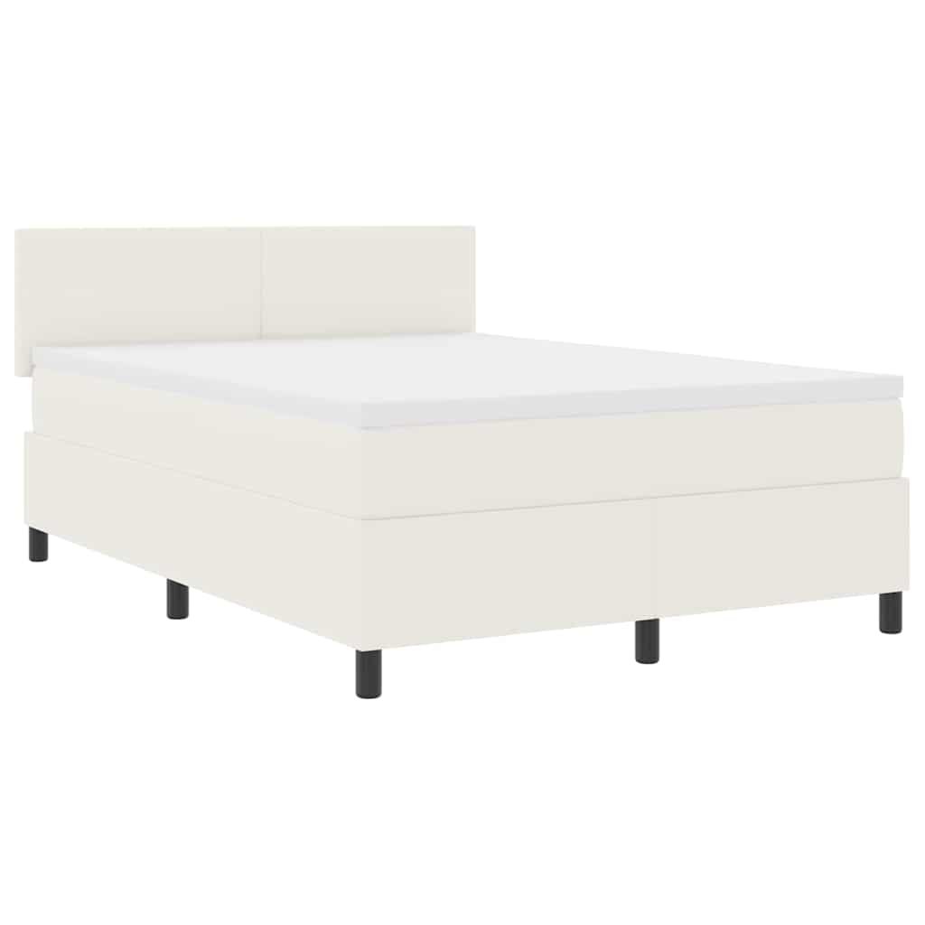 Postel s boxspringem s čelo Krémová a bílá 140 x 190 cm - obrázek 2