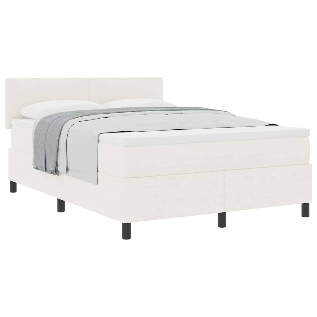 Postel s boxspringem s čelo Krémová a bílá 140 x 190 cm - obrázek 3