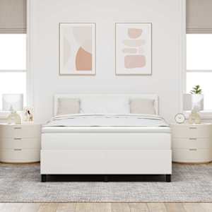Postel s boxspringem s čelo Krémová a bílá 140 x 200 cm - obrázek 4