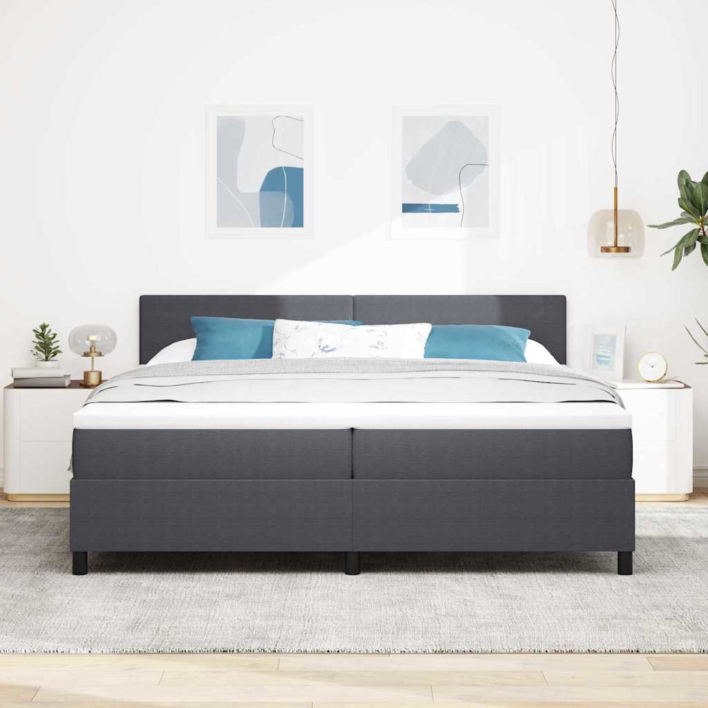 Postel s boxspringem s čelo Tmavě šedá a bílá 200 x 200 cm - obrázek 4