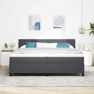 Postel s boxspringem s čelo Tmavě šedá a bílá 200 x 200 cm - obrázek 4