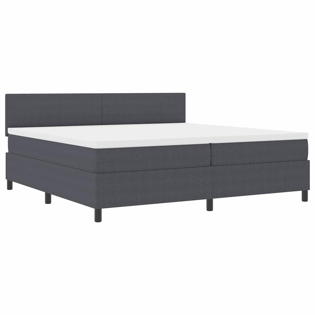 Postel s boxspringem s čelo Tmavě šedá a bílá 200 x 200 cm - obrázek 2