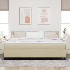 Postel s boxspringem s čelo Světle šedá a bílá 200 x 200 cm - obrázek 4