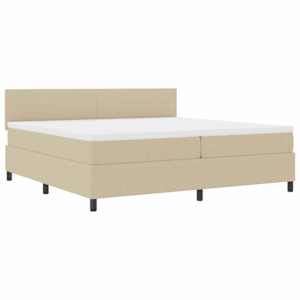 Postel s boxspringem s čelo Světle šedá a bílá 200 x 200 cm - obrázek 2