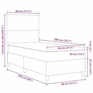 Postel s boxspringem s čelo Světle šedá a bílá 80 x 200 cm - obrázek 12