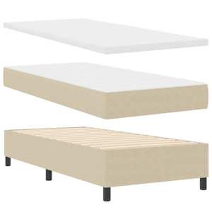 Postel s boxspringem s čelo Světle šedá a bílá 90 x 190 cm - obrázek 5
